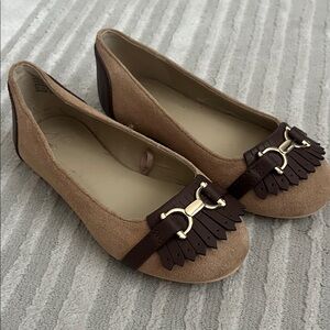 Janie and Jack Brown and Tan Kids Loafers